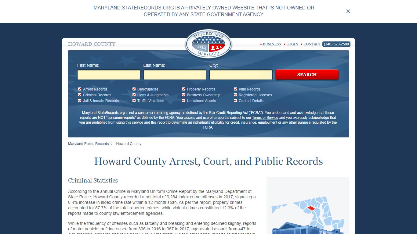 Howard County Arrest, Court, and Public Records